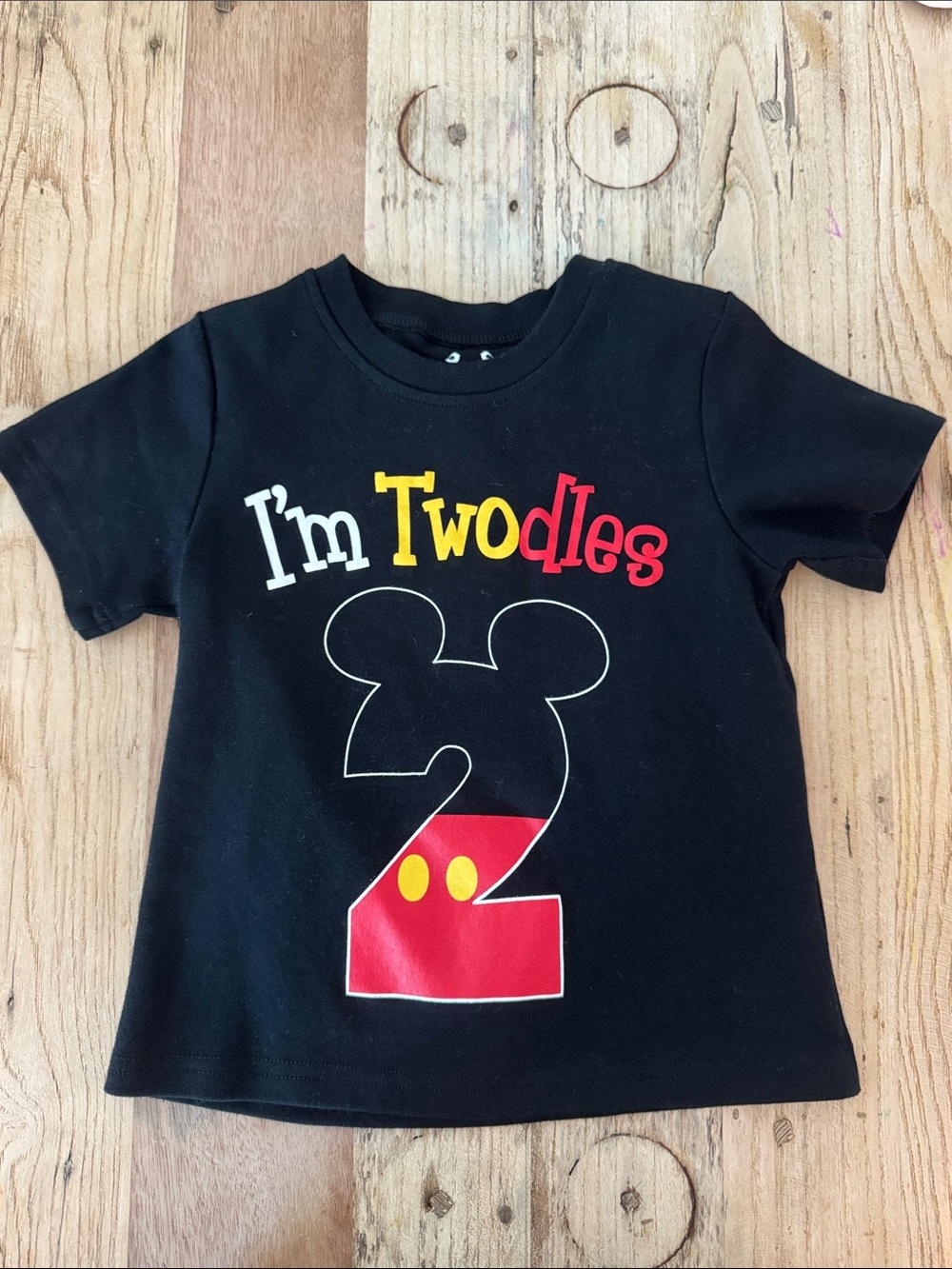 Kids Black 'I'm Twodles' 2nd Birthday Tee